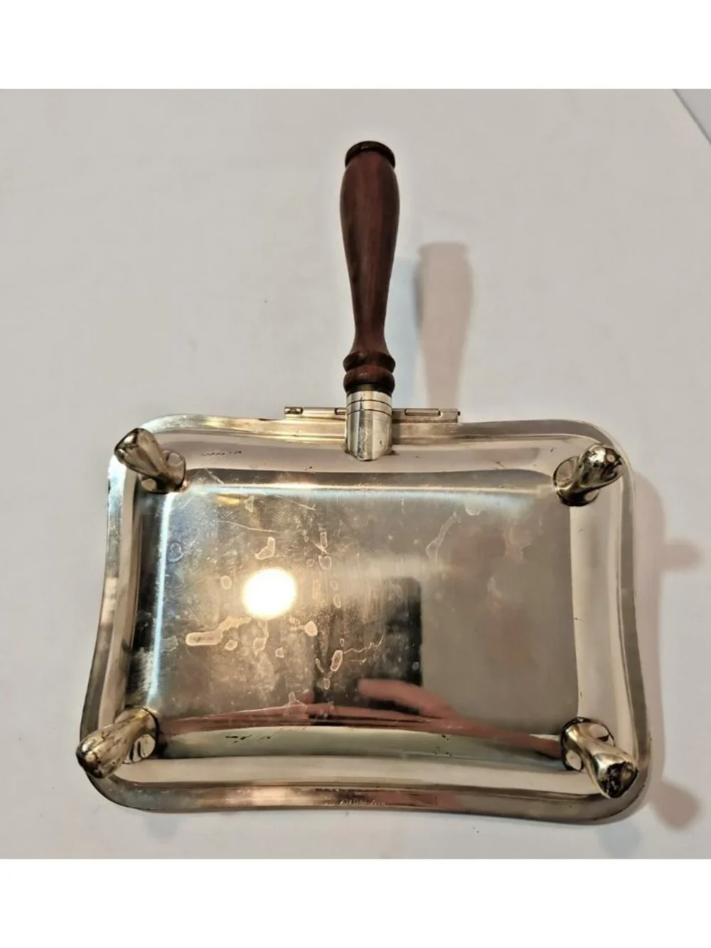 Vintage F.B Rodgers Silver on Copper Silent Butler Crumb Tray Wood Handle Major